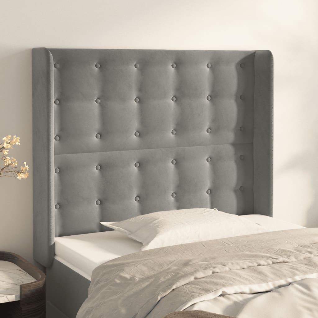 Tête de lit avec oreilles Gris clair 83x16x118/128 cm Velours - XIOS