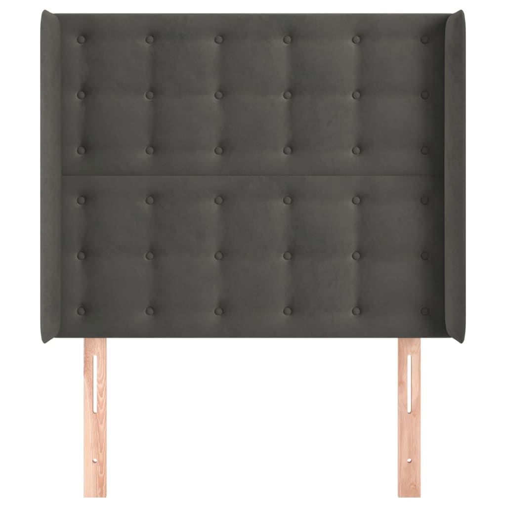 Tête de lit avec oreilles Gris foncé 83x16x118/128 cm Velours - XIOS