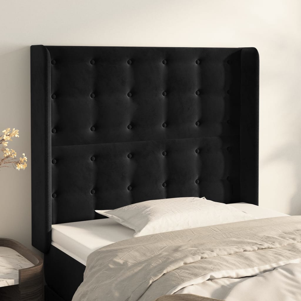 Tête de lit avec oreilles Noir 83x16x118/128 cm Velours - XIOS