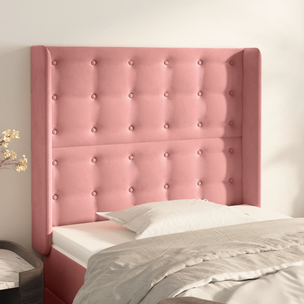 Tête de lit avec oreilles Rose 83x16x118/128 cm Velours - XIOS
