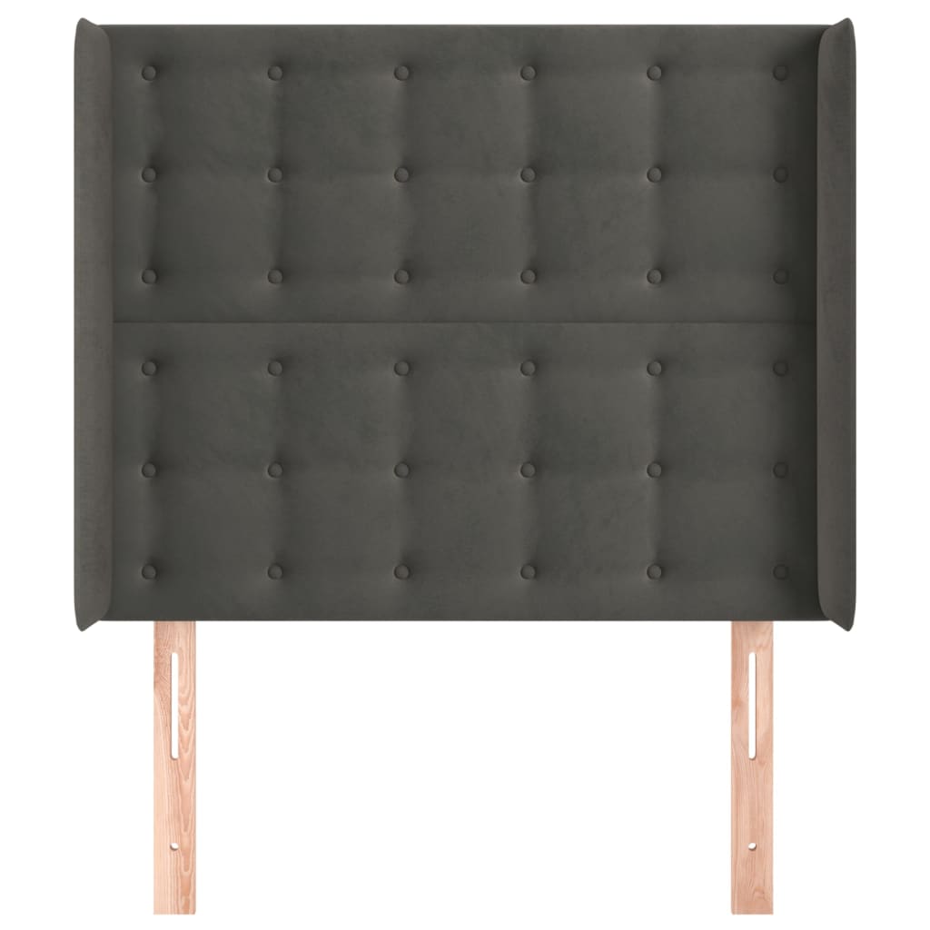 Tête de lit avec oreilles Gris foncé 93x16x118/128 cm Velours - XIOS