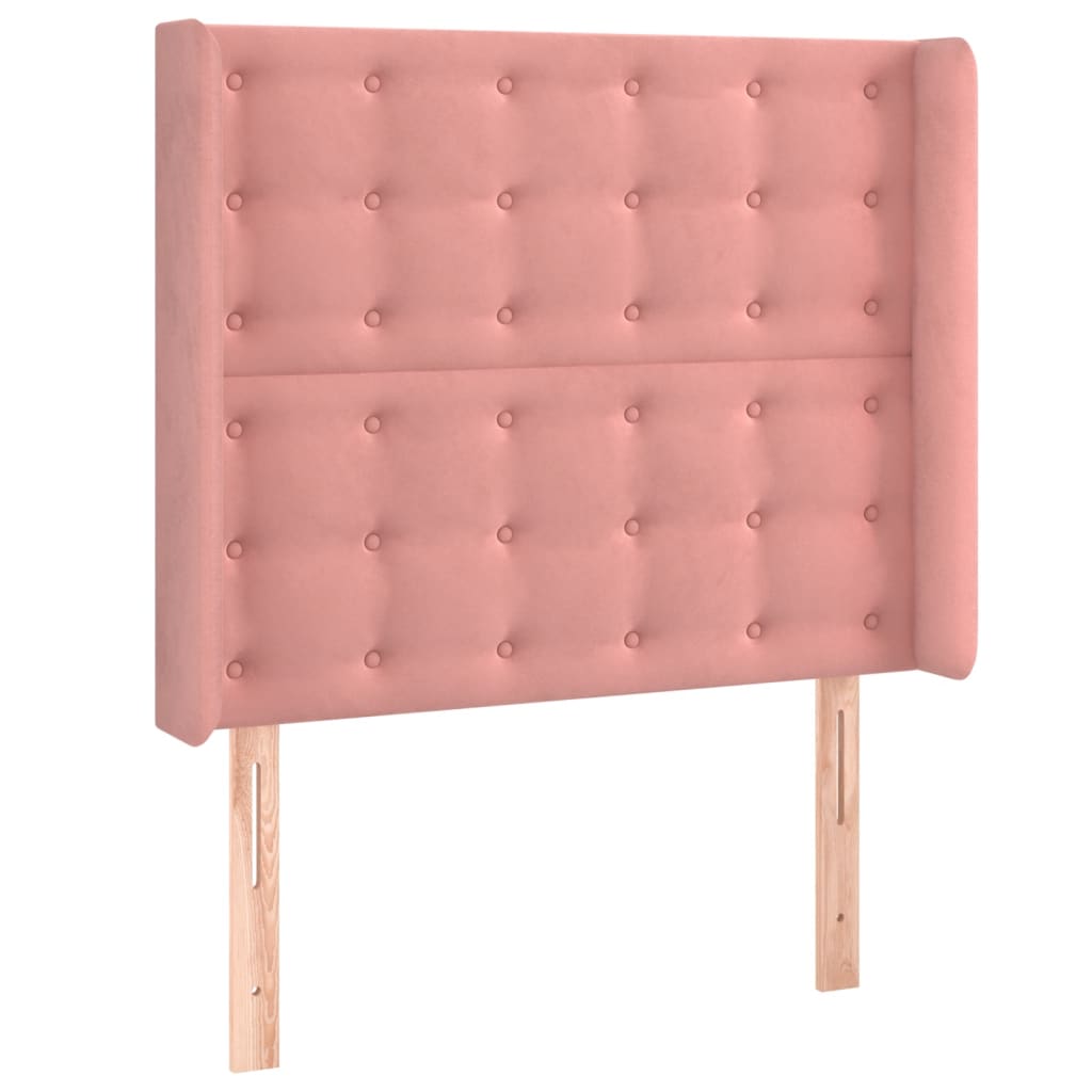Tête de lit avec oreilles Rose 93x16x118/128 cm Velours - XIOS
