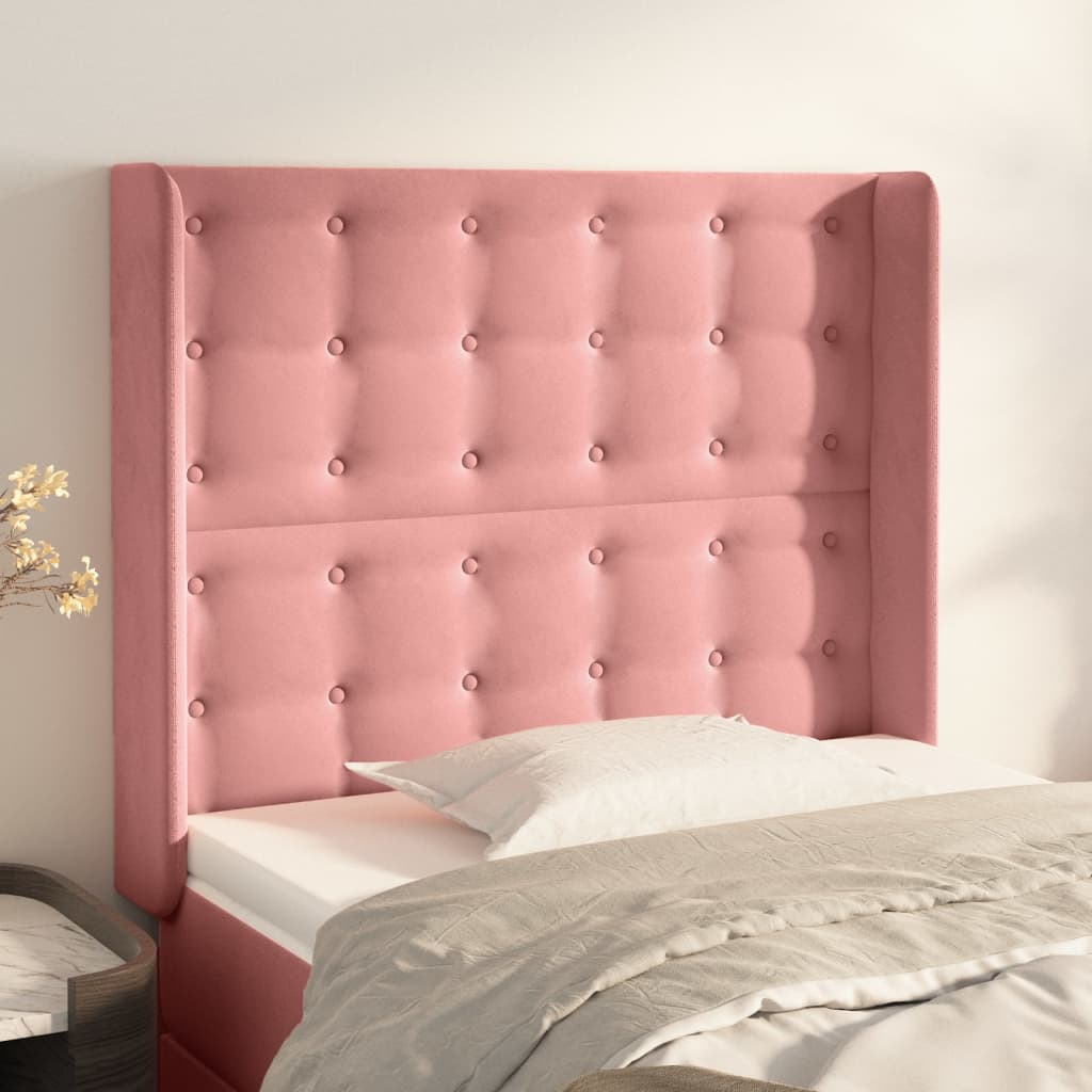 Tête de lit avec oreilles Rose 93x16x118/128 cm Velours - XIOS