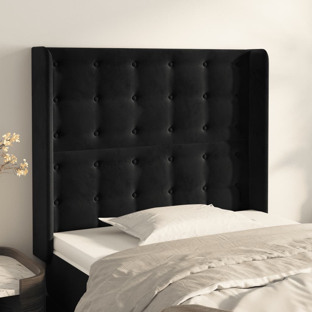 Tête de lit avec oreilles Noir 103x16x118/128 cm Velours - XIOS