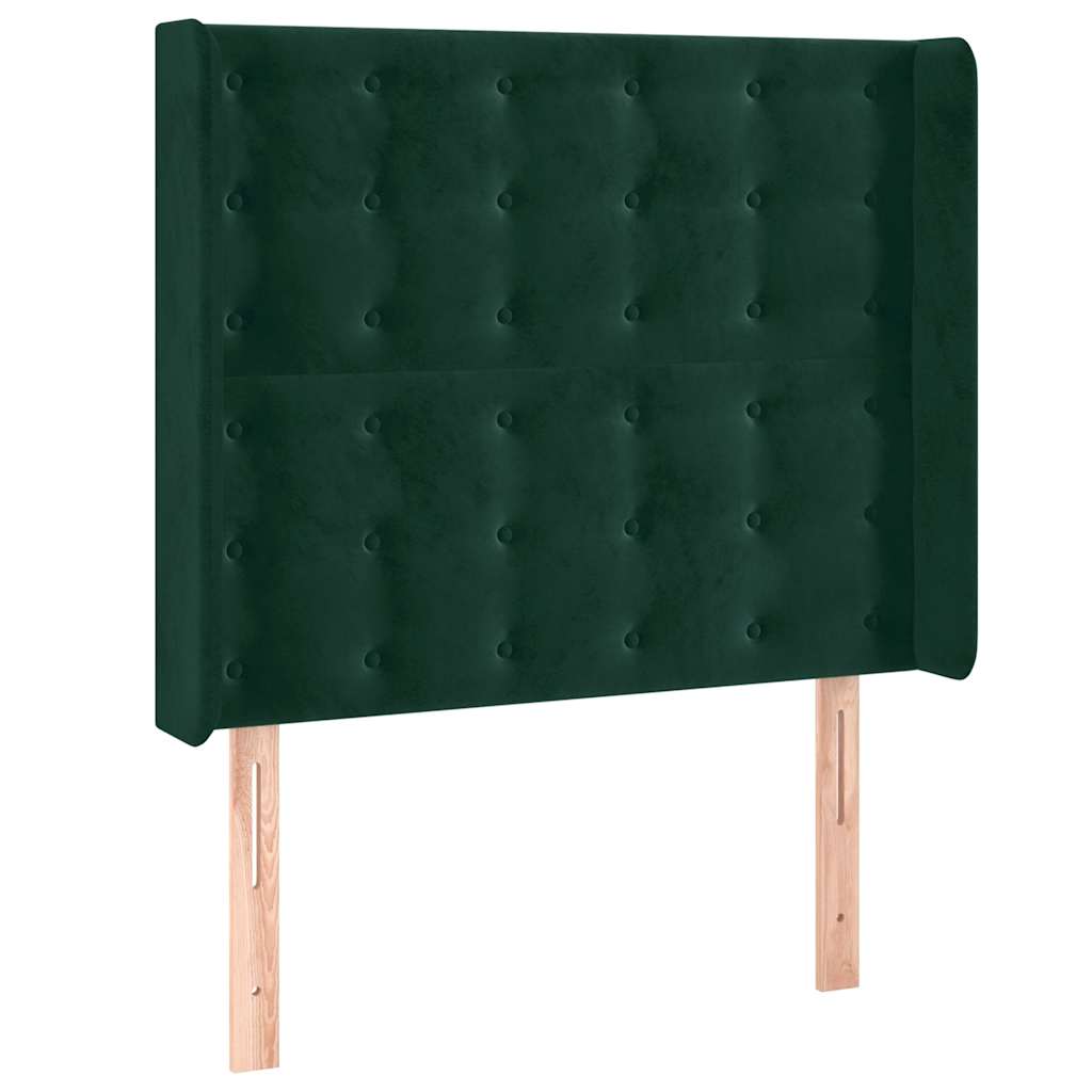 Tête de lit avec oreilles Vert foncé 103x16x118/128 cm Velours - XIOS