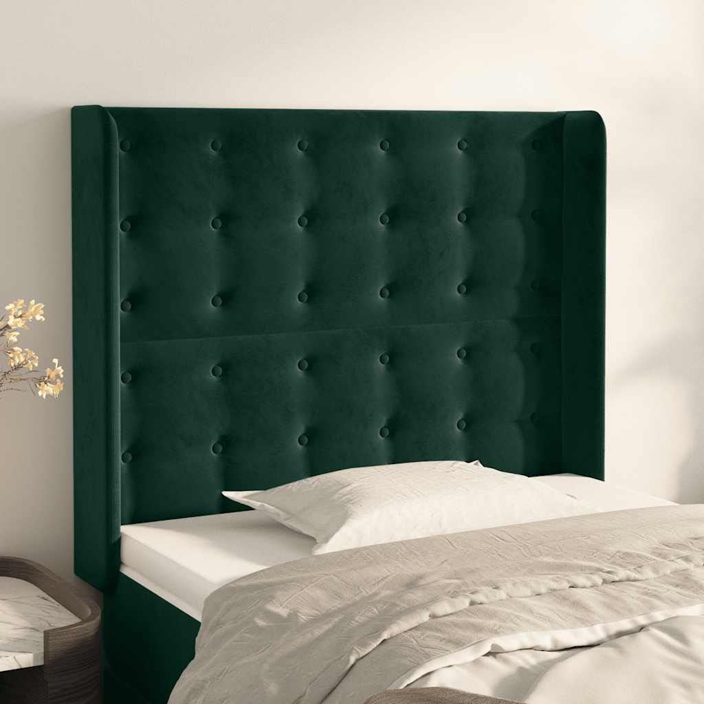 Tête de lit avec oreilles Vert foncé 103x16x118/128 cm Velours - XIOS