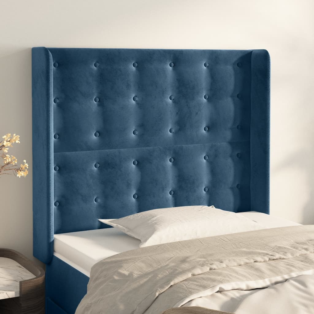 Tête de lit avec oreilles Bleu foncé 103x16x118/128 cm Velours - XIOS
