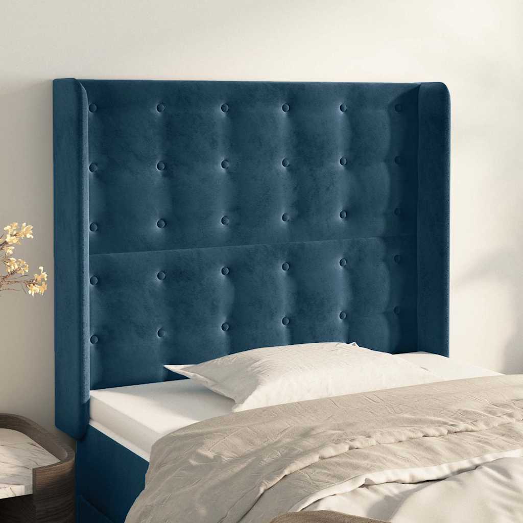Tête de lit avec oreilles Bleu foncé 103x16x118/128 cm Velours - XIOS