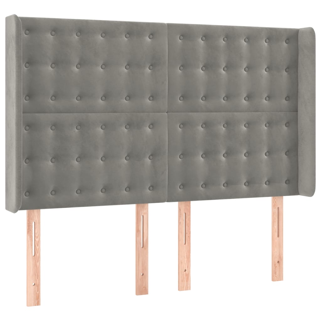 Tête de lit avec oreilles Gris clair 147x16x118/128 cm Velours - XIOS