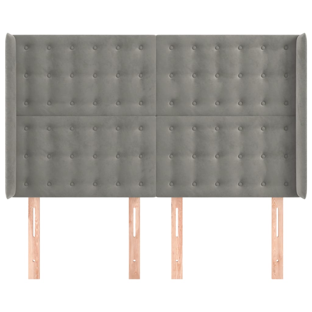 Tête de lit avec oreilles Gris clair 147x16x118/128 cm Velours - XIOS