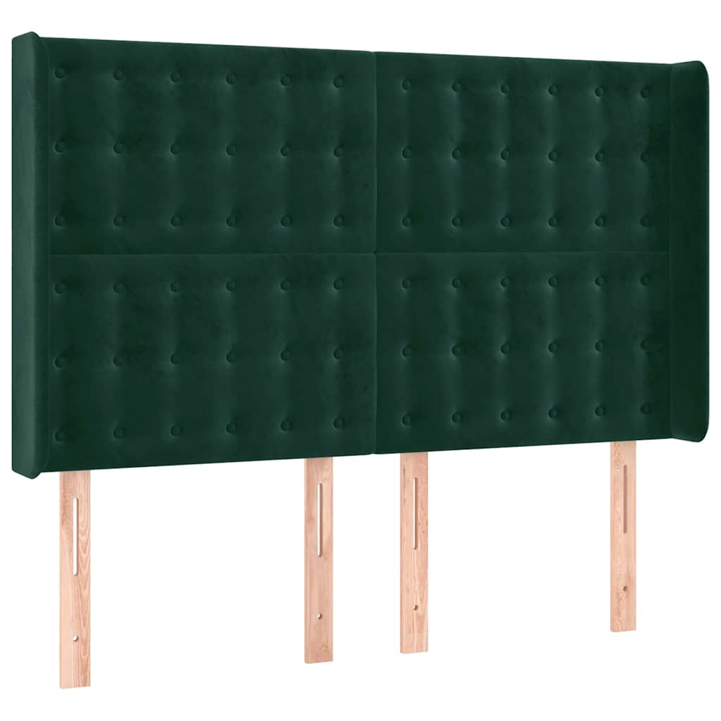 Tête de lit avec oreilles Vert foncé 147x16x118/128 cm Velours - XIOS