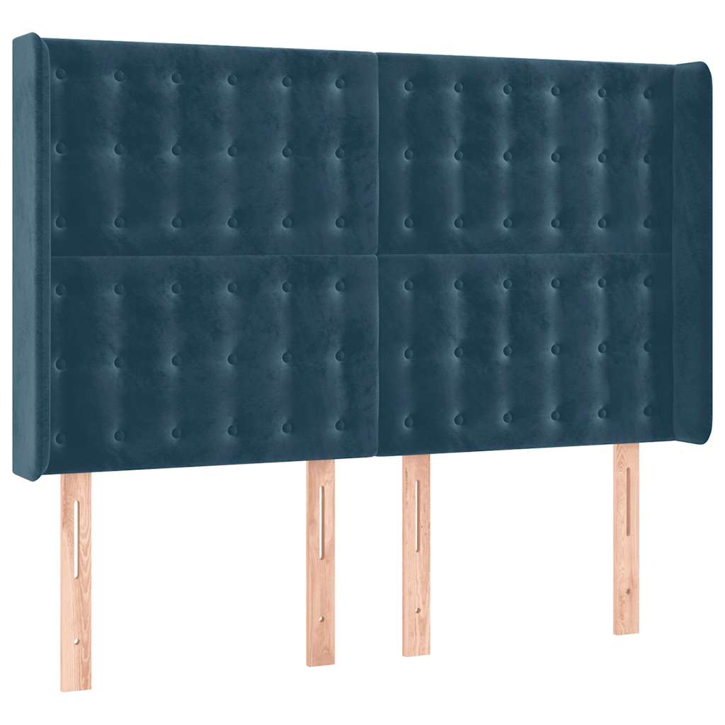 Tête de lit avec oreilles Bleu foncé 147x16x118/128 cm Velours - XIOS