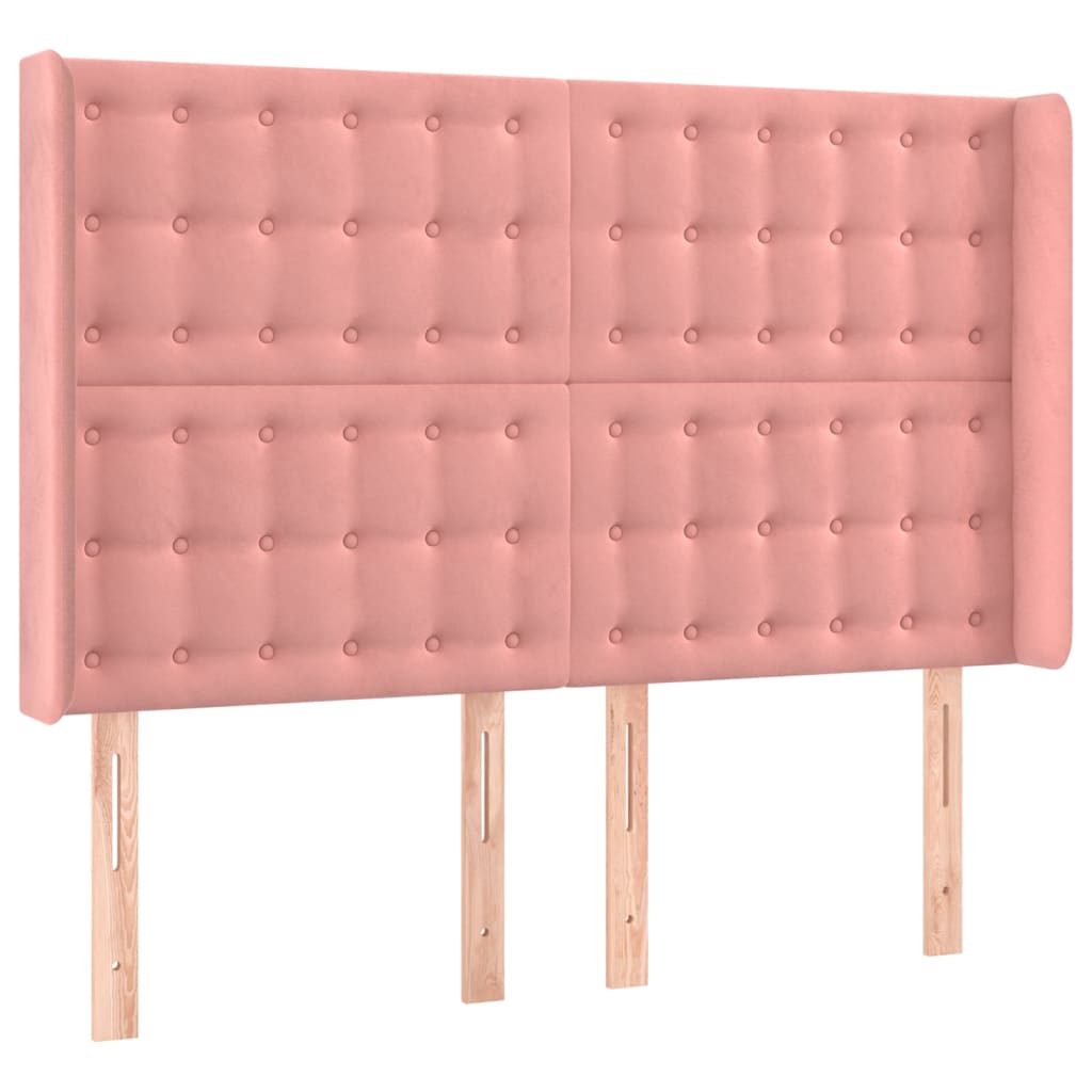Tête de lit avec oreilles Rose 147x16x118/128 cm Velours - XIOS