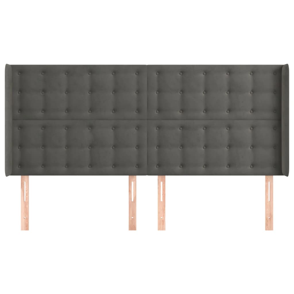 Tête de lit avec oreilles Gris foncé 163x16x118/128 cm Velours - XIOS