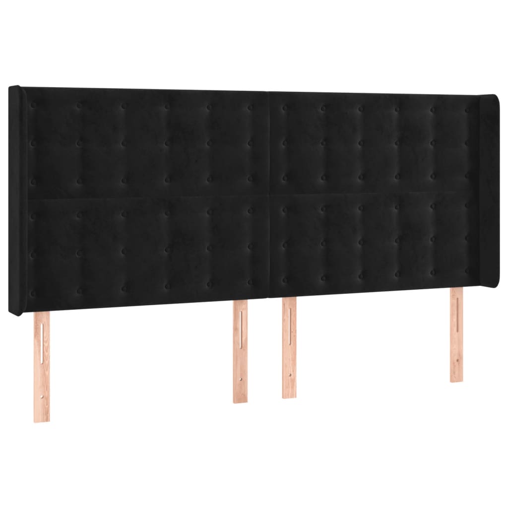 Tête de lit avec oreilles Noir 163x16x118/128 cm Velours - XIOS
