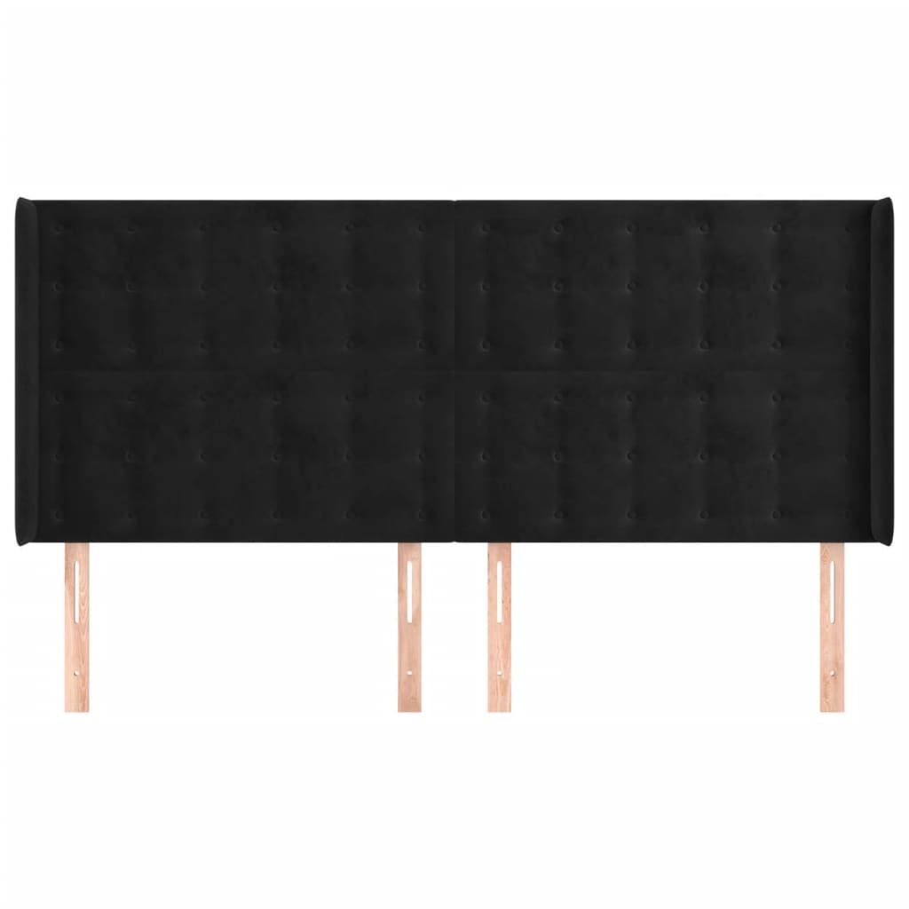Tête de lit avec oreilles Noir 163x16x118/128 cm Velours - XIOS