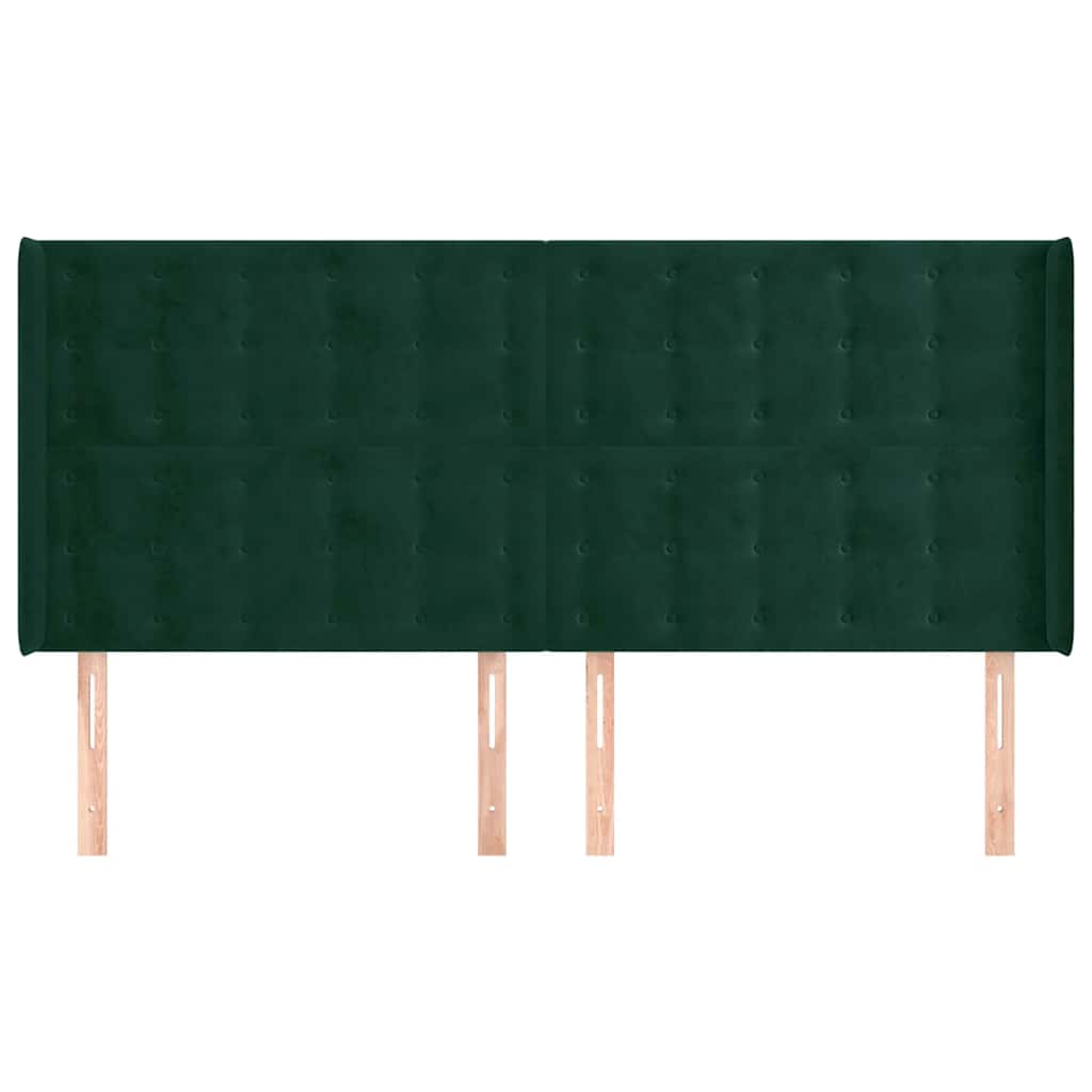 Tête de lit avec oreilles Vert foncé 163x16x118/128 cm Velours - XIOS
