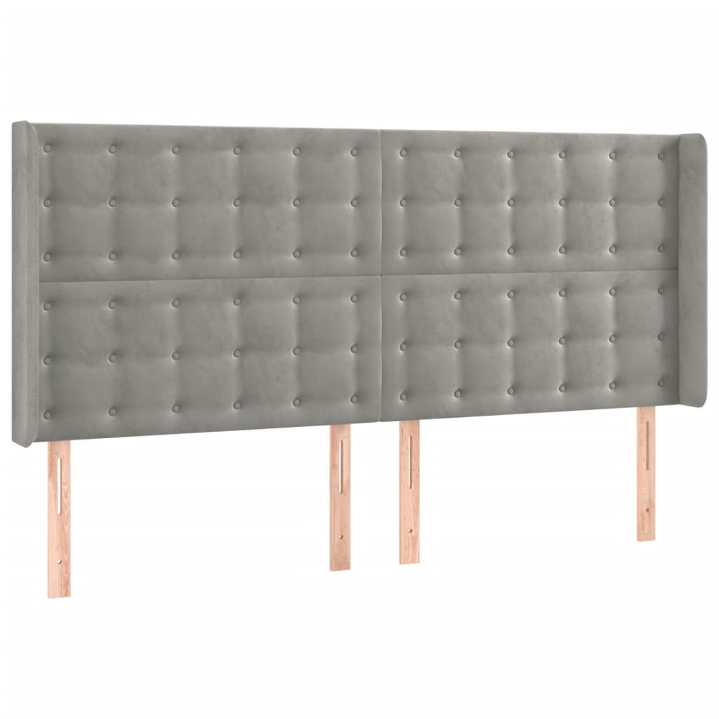 Tête de lit avec oreilles Gris clair 183x16x118/128 cm Velours - XIOS
