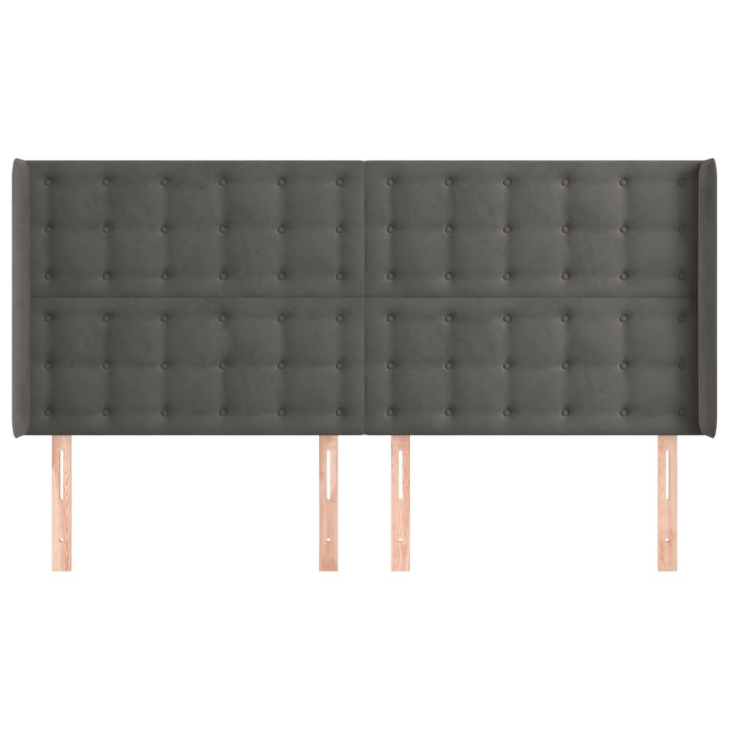 Tête de lit avec oreilles Gris foncé 183x16x118/128 cm Velours - XIOS