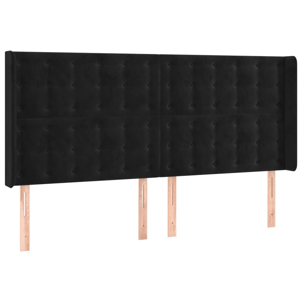 Tête de lit avec oreilles Noir 183x16x118/128 cm Velours - XIOS
