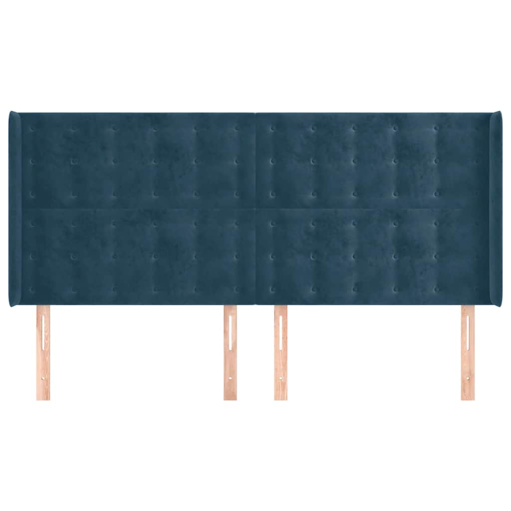 Tête de lit avec oreilles Bleu foncé 183x16x118/128 cm Velours - XIOS