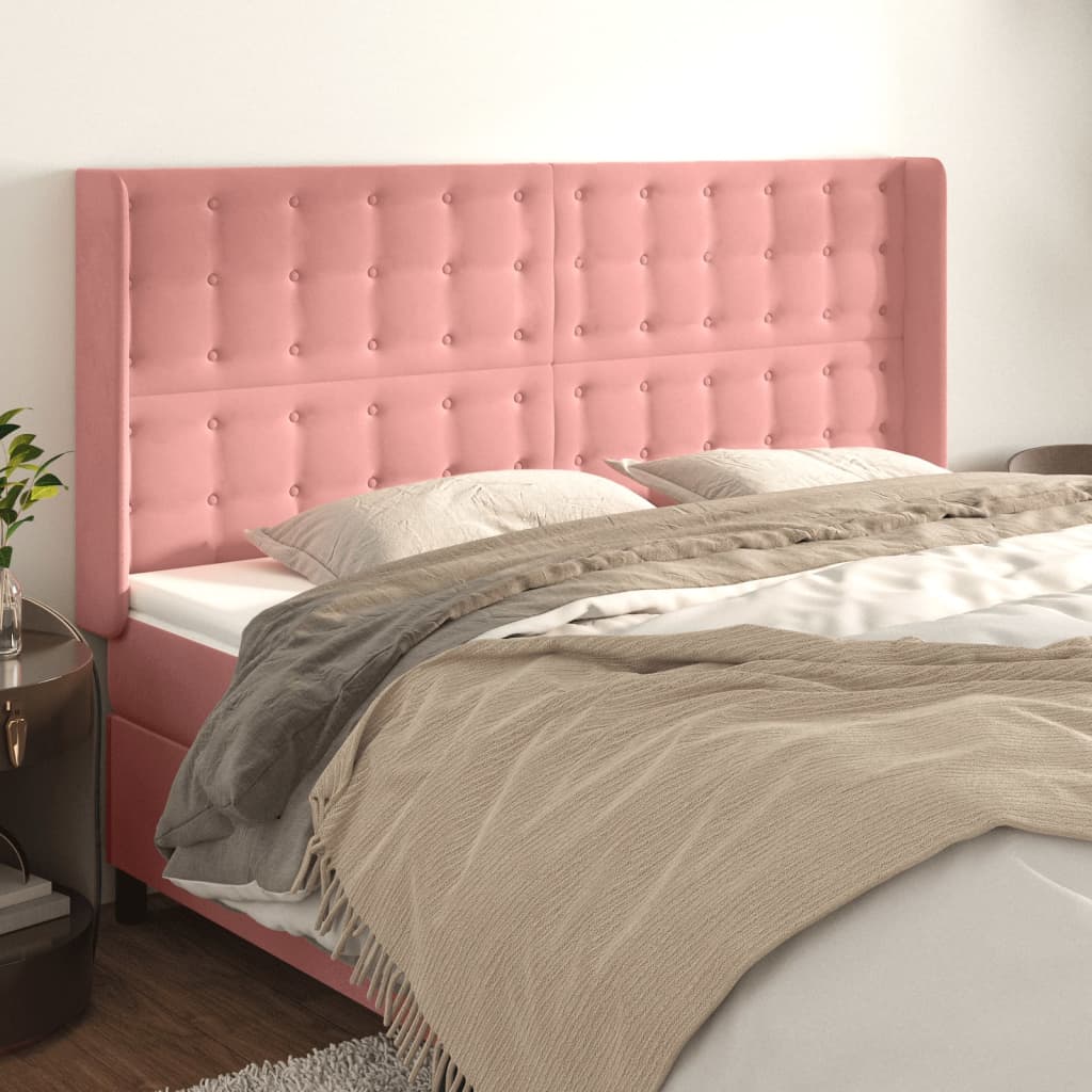 Tête de lit avec oreilles Rose 183x16x118/128 cm Velours - XIOS