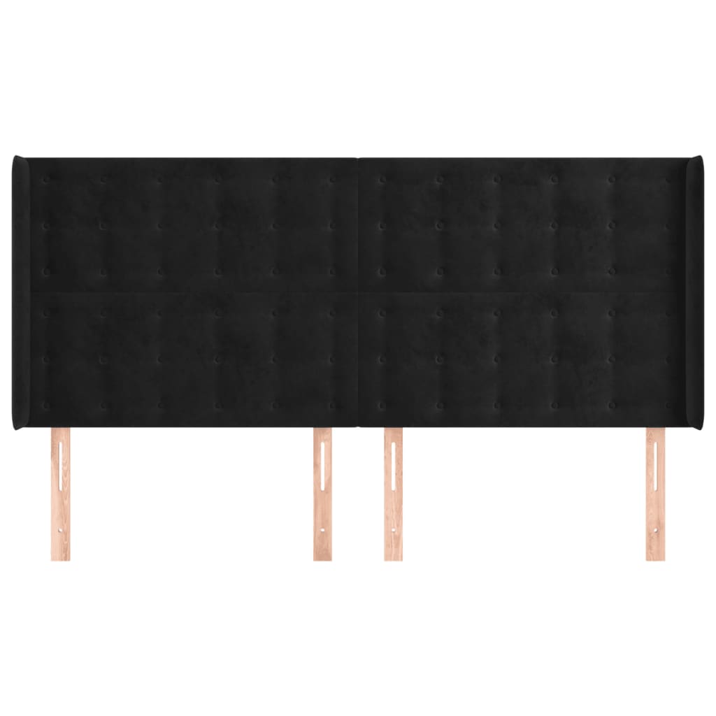 Tête de lit avec oreilles Noir 203x16x118/128 cm Velours - XIOS