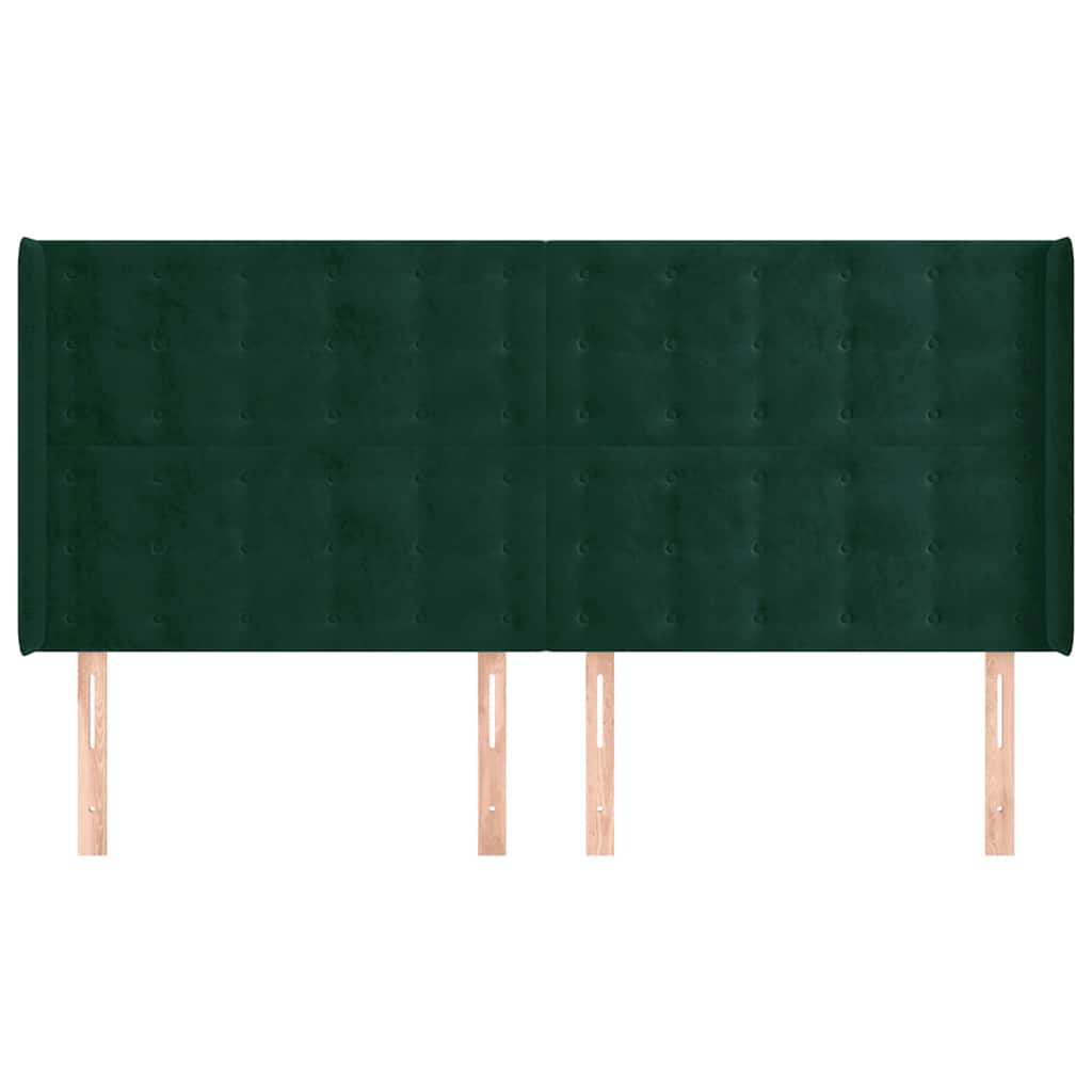 Tête de lit avec oreilles Vert foncé 203x16x118/128 cm Velours - XIOS