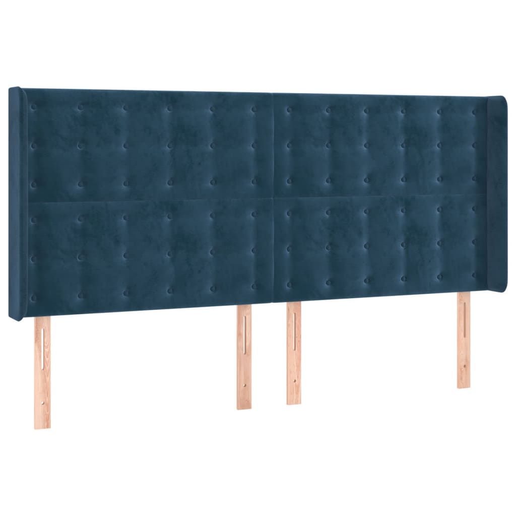 Tête de lit avec oreilles Bleu foncé 203x16x118/128 cm Velours - XIOS