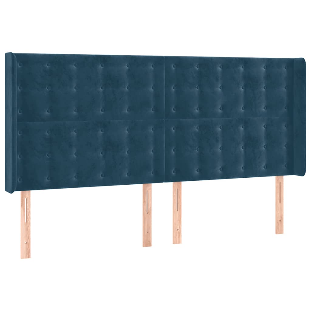 Tête de lit avec oreilles Bleu foncé 203x16x118/128 cm Velours - XIOS