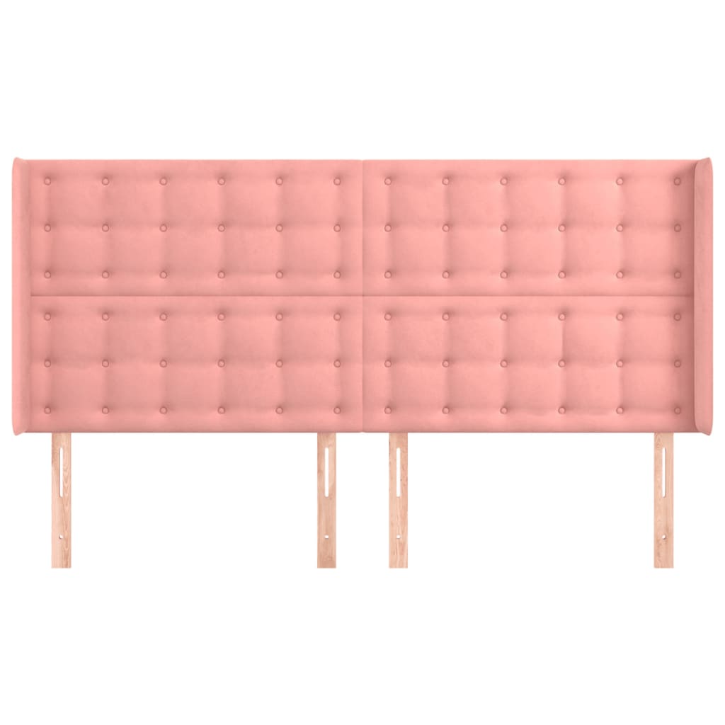 Tête de lit avec oreilles Rose 203x16x118/128 cm Velours - XIOS