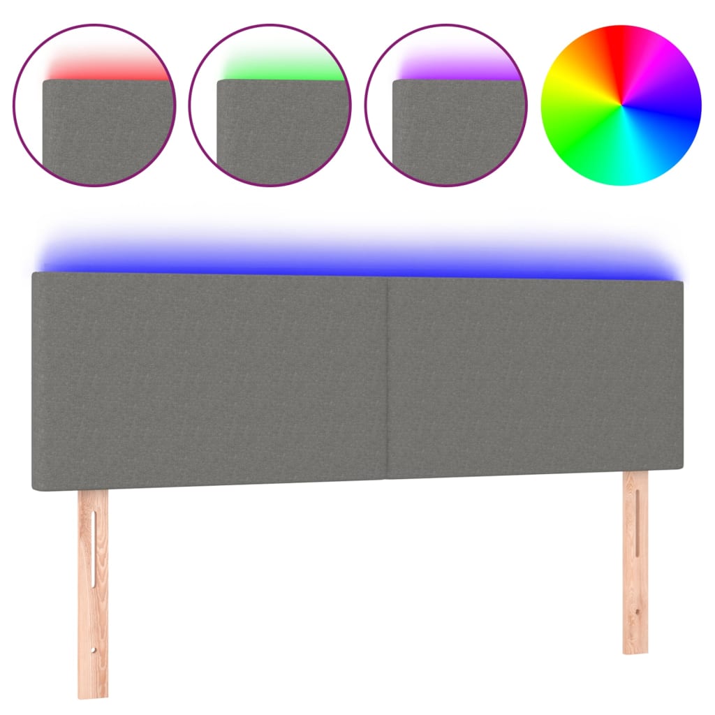 Tête de lit à LED Gris foncé 144x5x78/88 cm Tissu - XIOS