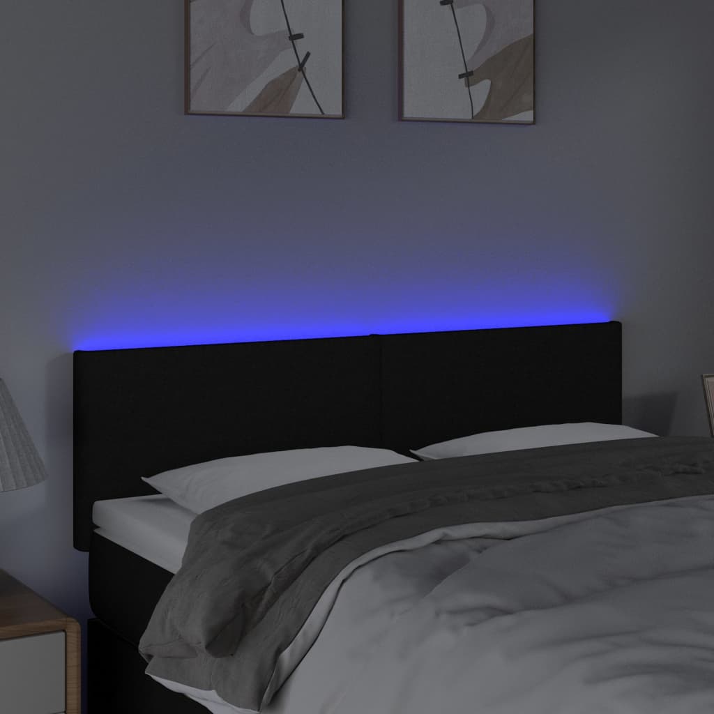 Tête de lit à LED Noir 144x5x78/88 cm Tissu - XIOS