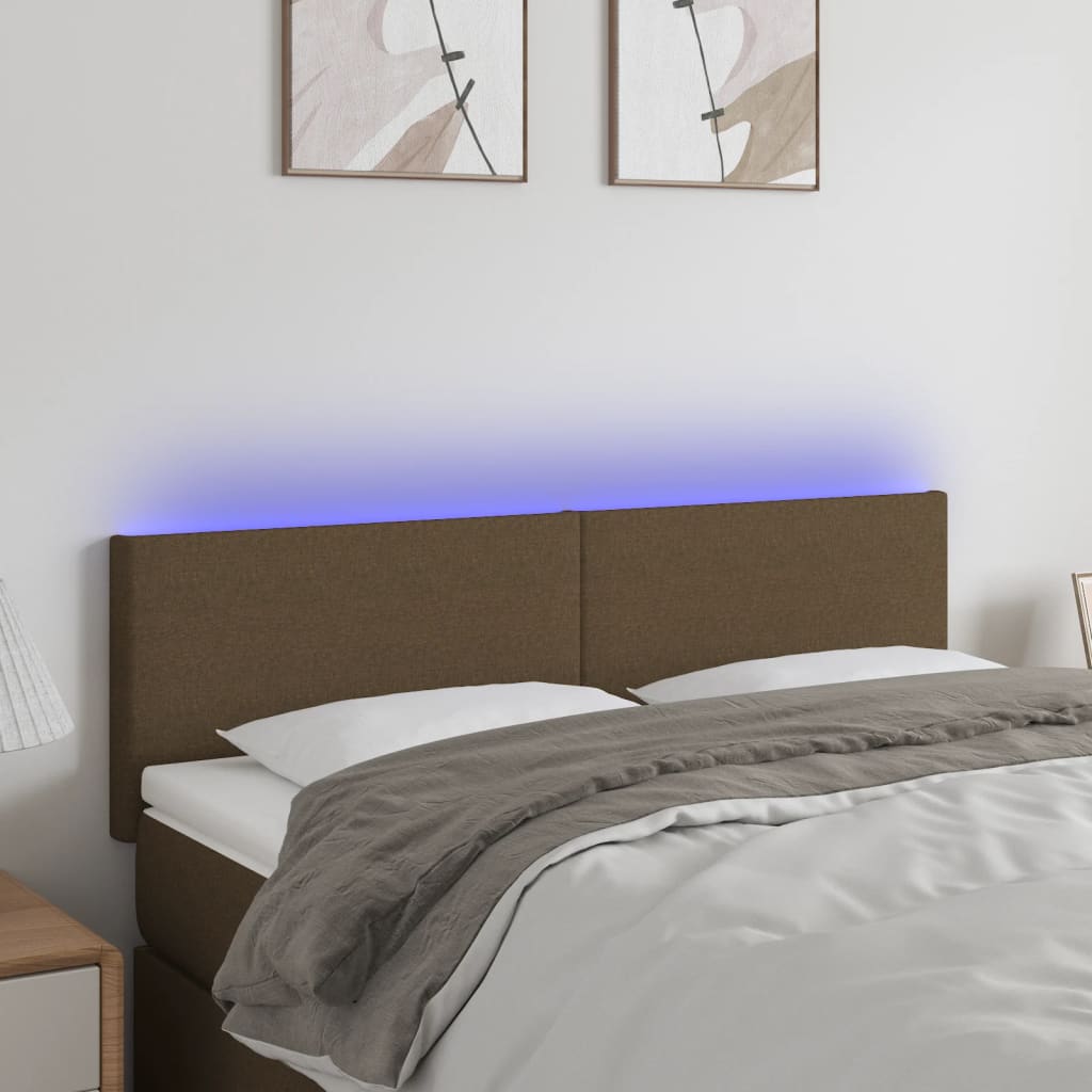 Tête de lit à LED Marron Foncé 144x5x78/88 cm Tissu - XIOS