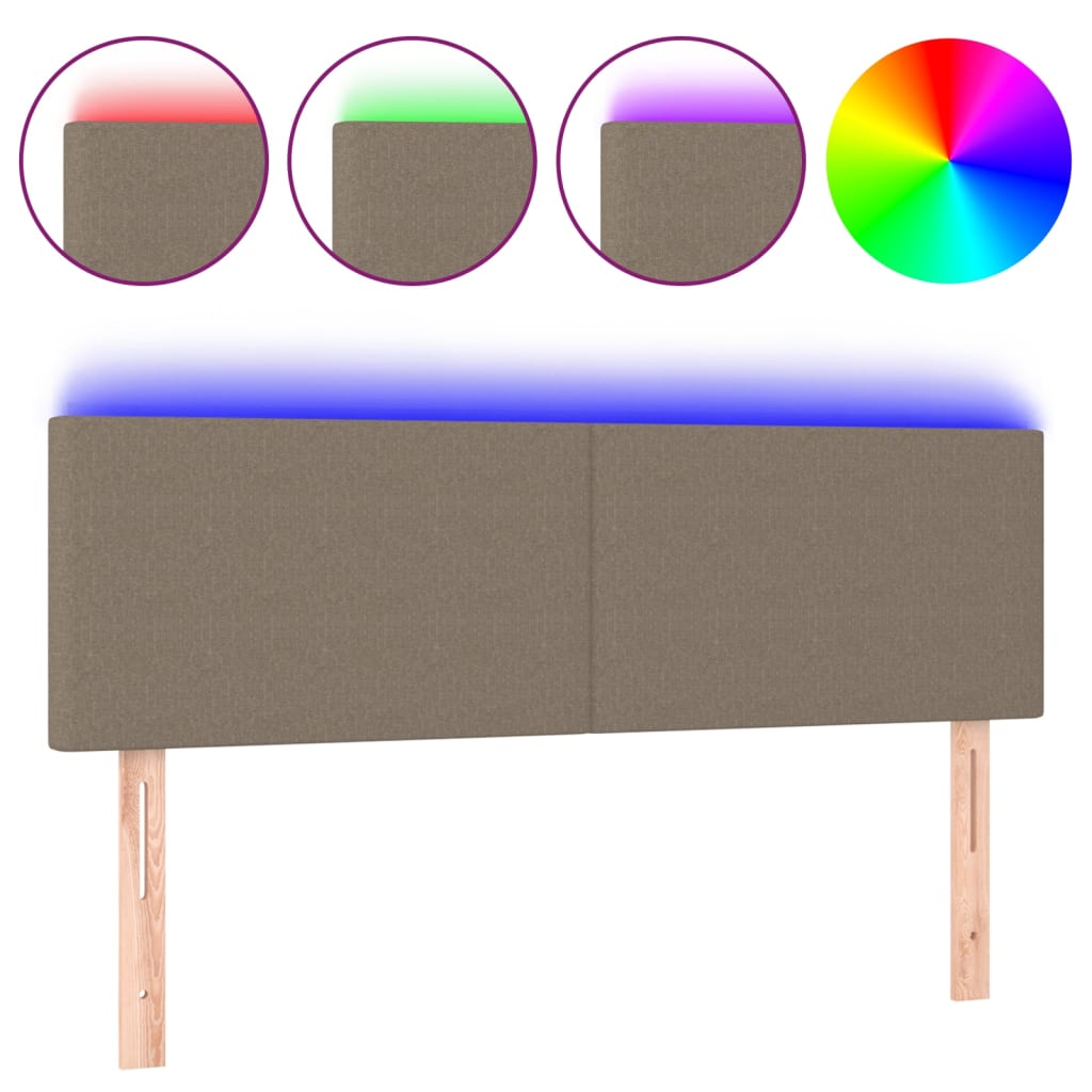 Tête de lit à LED Taupe 144x5x78/88 cm Tissu - XIOS
