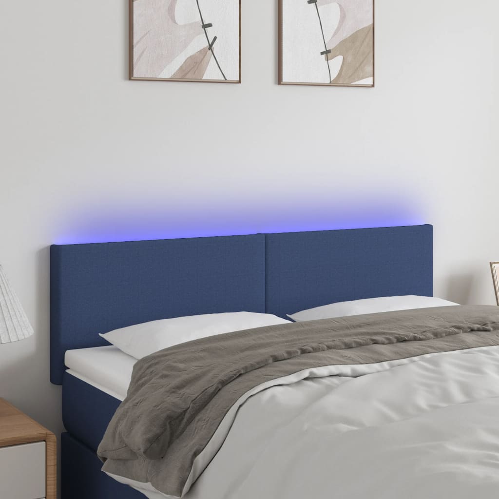 Tête de lit à LED Bleu 144x5x78/88 cm Tissu - XIOS
