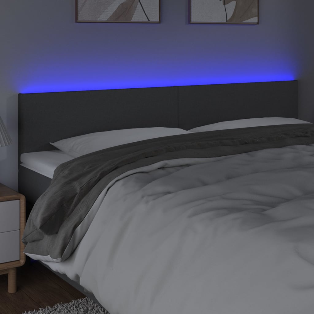 Tête de lit à LED Gris foncé 160x5x78/88 cm Tissu - XIOS
