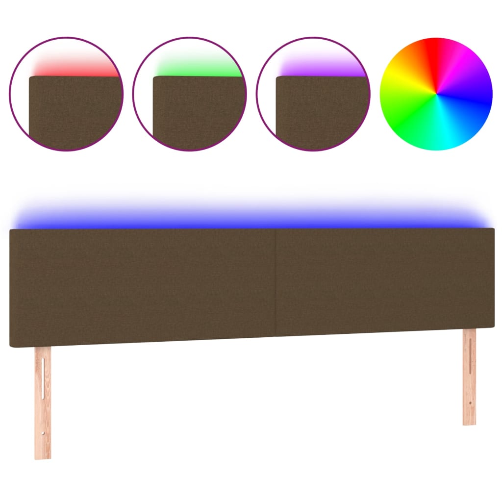 Tête de lit à LED Marron Foncé 180x5x78/88 cm Tissu - XIOS