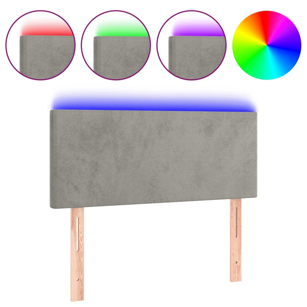 Tête de lit à LED Gris clair 90x5x78/88 cm Velours - XIOS