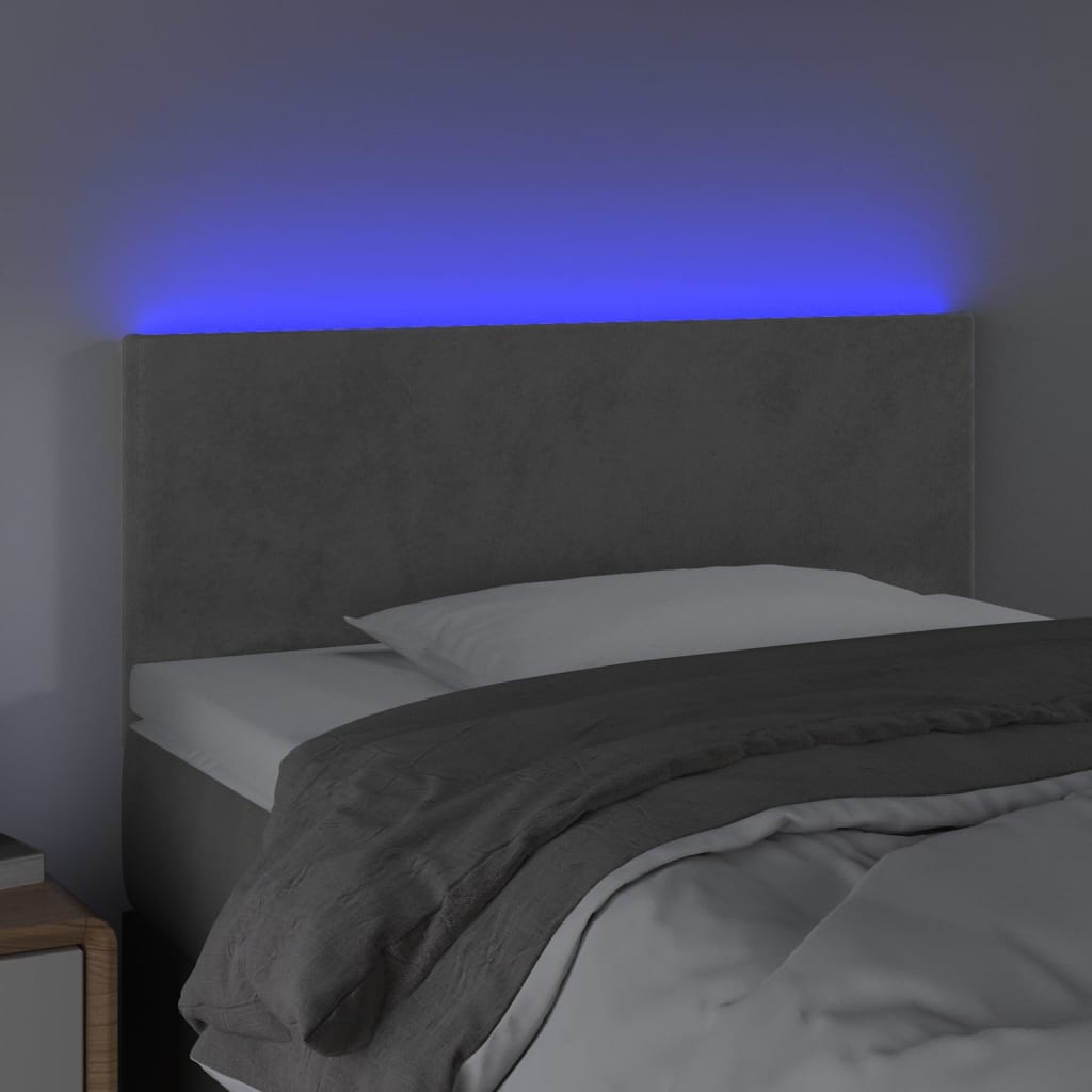 Tête de lit à LED Gris clair 90x5x78/88 cm Velours - XIOS