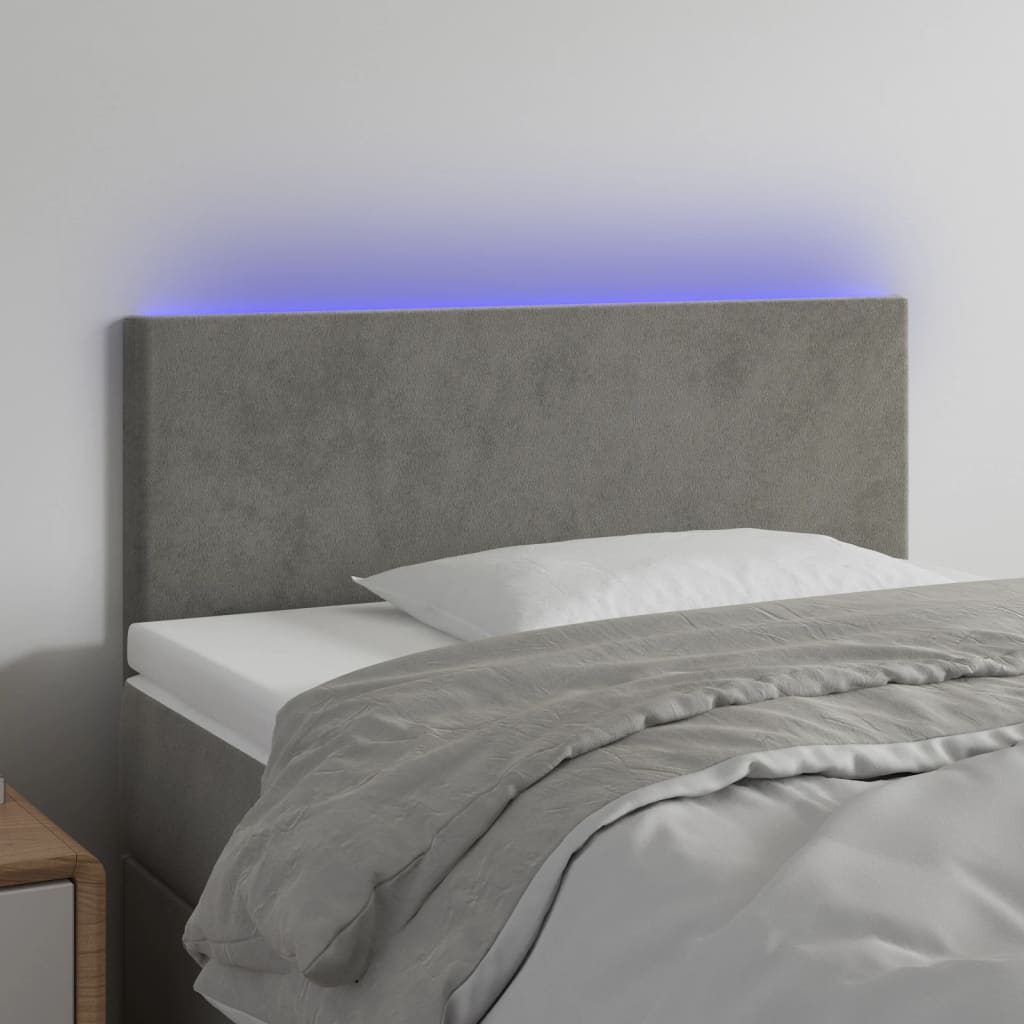 Tête de lit à LED Gris clair 90x5x78/88 cm Velours - XIOS