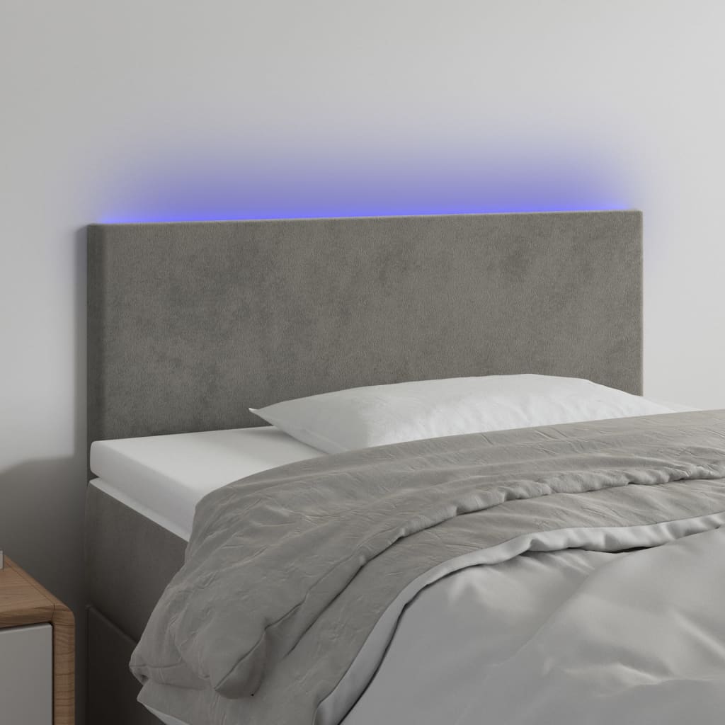 Tête de lit à LED Gris clair 100x5x78/88 cm Velours - XIOS