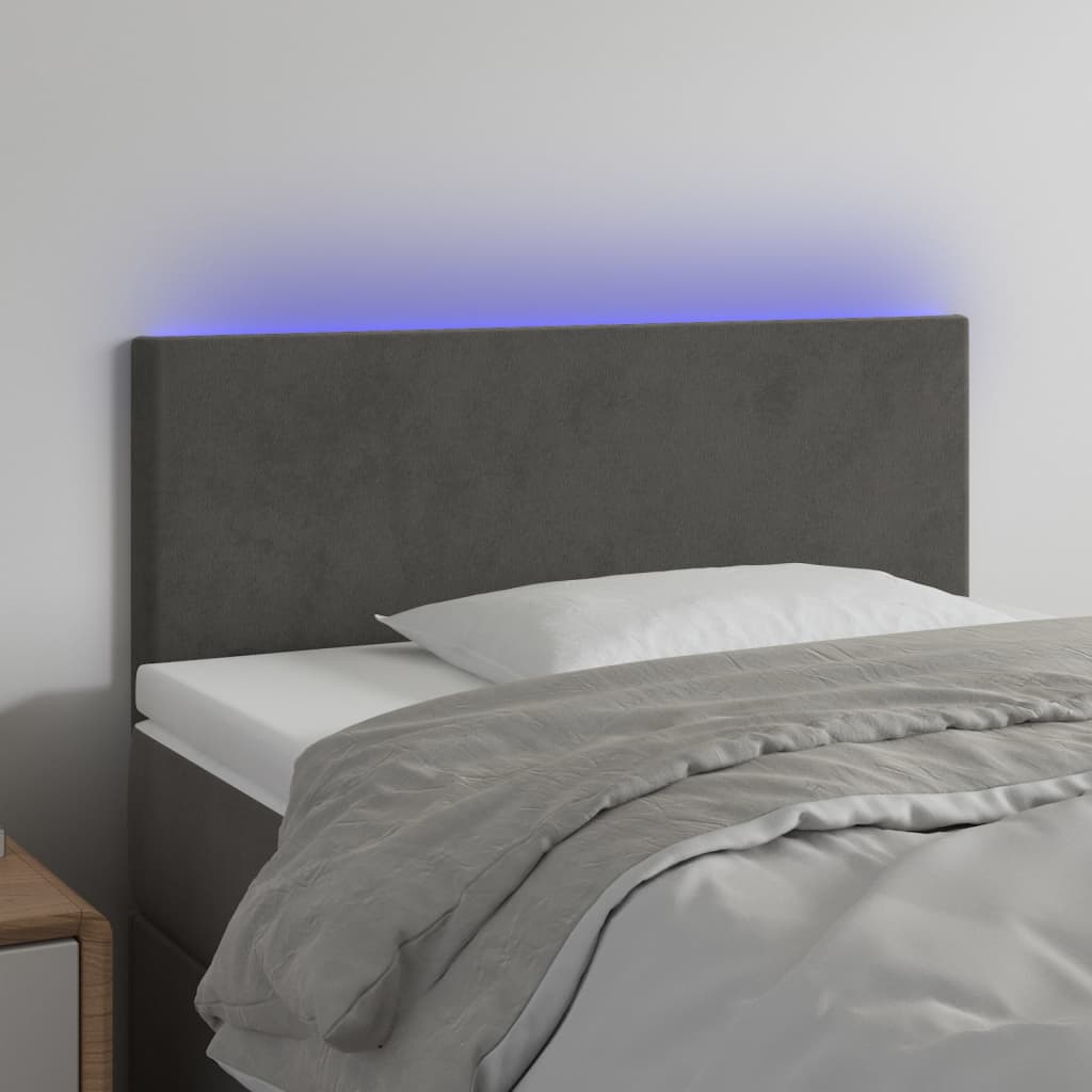 Tête de lit à LED Gris foncé 100x5x78/88 cm Velours - XIOS