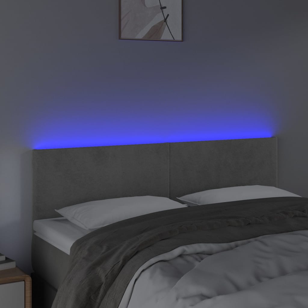 Tête de lit à LED Gris clair 144x5x78/88 cm Velours - XIOS
