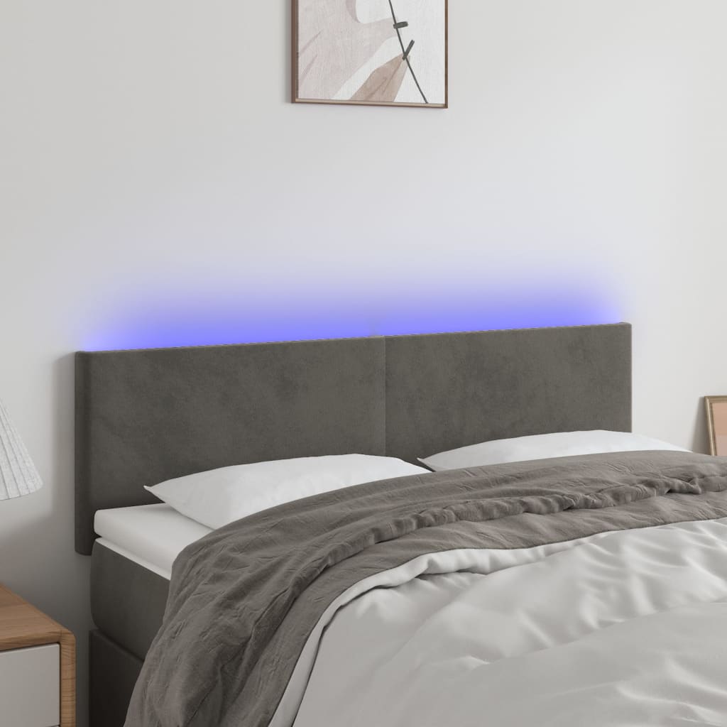 Tête de lit à LED Gris foncé 144x5x78/88 cm Velours - XIOS