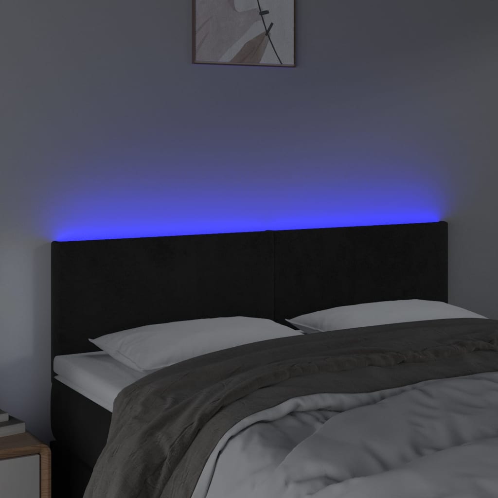 Tête de lit à LED Noir 144x5x78/88 cm Velours - XIOS