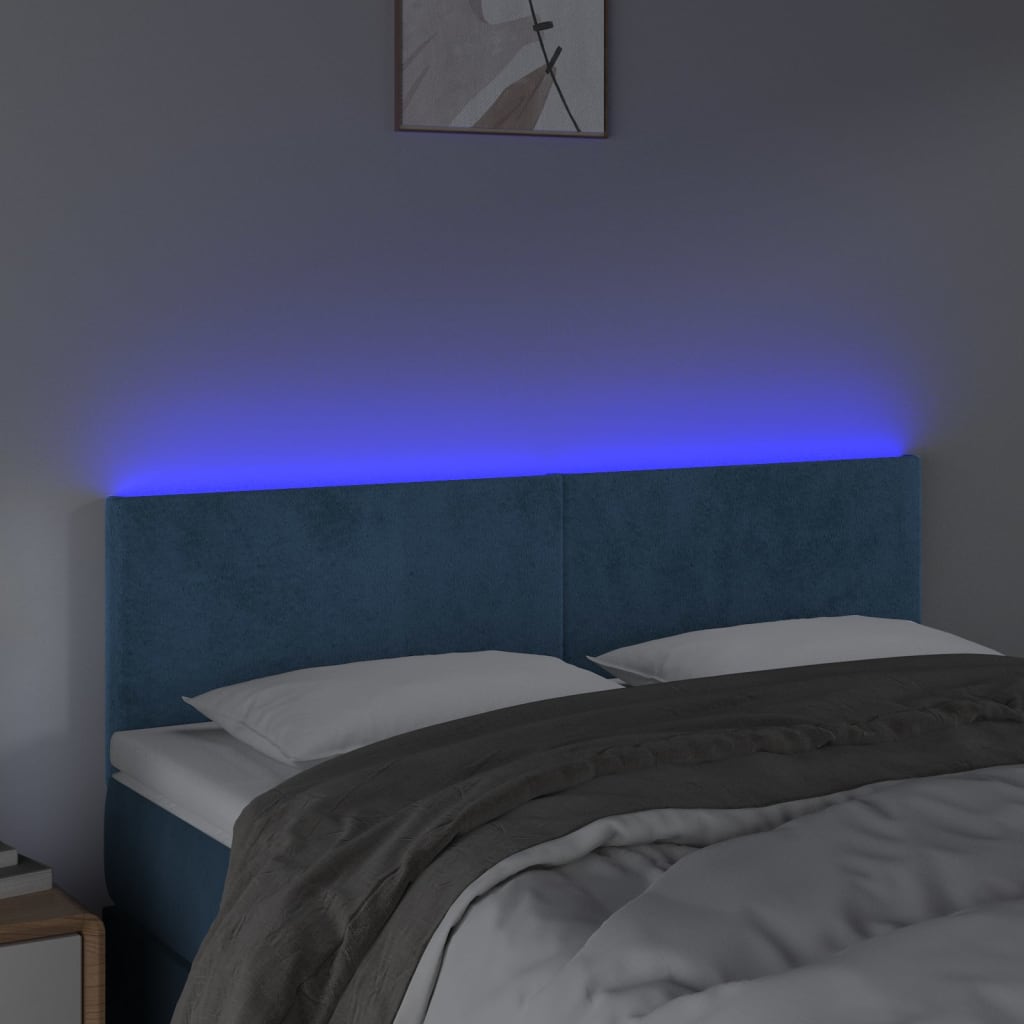 Tête de lit à LED Bleu foncé 144x5x78/88 cm Velours - XIOS