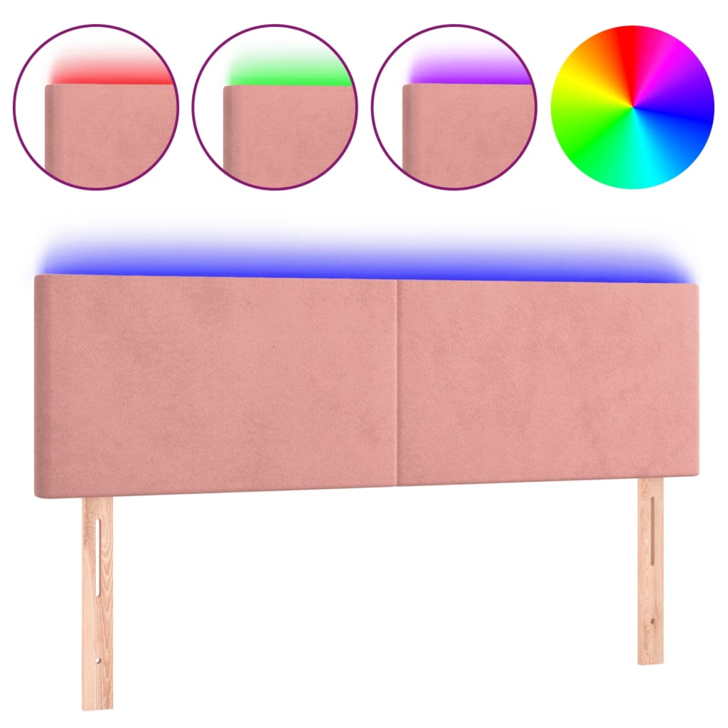Tête de lit à LED Rose 144x5x78/88 cm Velours - XIOS