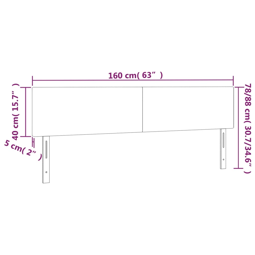 Tête de lit à LED Noir 160x5x78/88 cm Velours - XIOS