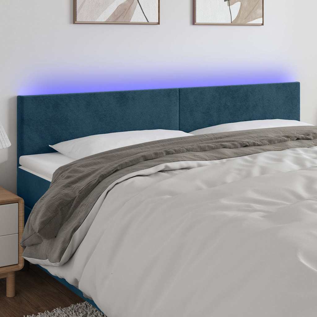 Tête de lit à LED Bleu foncé 160x5x78/88 cm Velours